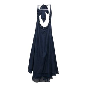 Miss Me Women's Size L Navy Blue Beaded Neckline Tie Neck Backless Mini Dress